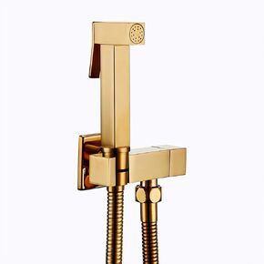 Handheld Bidet Sprayer for Toilet, Gold Baby Cloth Diaper Sprayer Kit Brass Bidet Sprayer Set Wall Mount Single Handle Toilet Bidet Sprayer Kit with 1.5M Shower Hose, for Personal