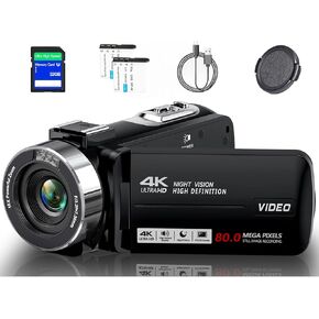 كاميرا فيديو كاميرا الفيديو 4K Ultra HD 80MP Camerging Camerging for YouTube 18x Digital Zoom Recorder IR Night Version 3.0 "