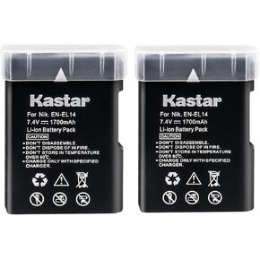 Kastar Battery (2-Pack) for Nik EN-EL14, EN-EL14a, MH-24 and Coolpix P7000, P7100, P7700, P7800, D3100 DSLR, D3200 DSLR, D3300 DSLR, D5100 DSLR, D5200 DSLR, D5300, D5500 DSLR, Df DSLR Cameras