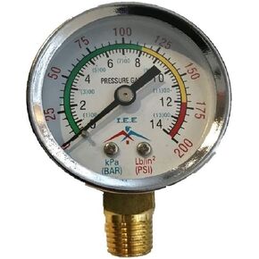 ضغط ضاغط الهواء/المقياس الهيدروليكي 2 "جبل جانب الوجه 1/4" NPT 0-200 PSI
