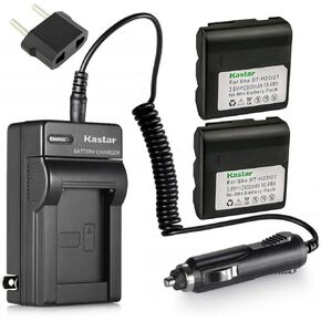 Kastar 2-Pack Battery and AC Charger with Car Adapter Compatible with Sharp VL-E680U, VL-E685U, VL-E700, VL-E700U, VL-E720, VL-E720H, VL-E720U, VL-E750U, VL-E760, VL-E760H, VL-E760U, VL-E765U