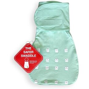 The Safer Swaddle | Innovative Safety-Snaps adjust Length to Keep Baby’s Face Uncovered - for Next-Level Safety. Dual Flap secures Arms & Wraps Snugly. Shoulder-, Hip-Healthy (Small (0-3 M), Mint)