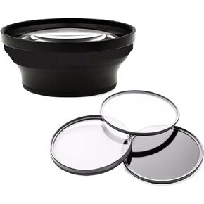 0.4X High Definition Super Wide Angle Lens w/Macro Compatible with JVC GY-HM100U + 3 Piece Filter Kit