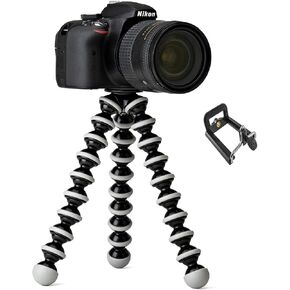 GIRIK® Gorilla Tripod Fully Flexible Foldable Octopus Tripod Stand 13 inch for Mobile Phone with Holder for DSLR’s, Mobile Camera, Smartphone, Photography, Video, Recording, Youtuber (Black &White)