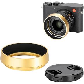 Metal Lens Hood with a Lens Cap for Leica Q3 Q2 Q Digital Camera Lens Replaces Leica Round Lens Hood Q Lens Cover - Gold (Not Compatible with Leica Original Lens Cap)