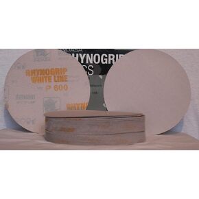 Rhynogrip 6 inch Solid White Hook & Loop Sanding Discs 150 Grit 50/box