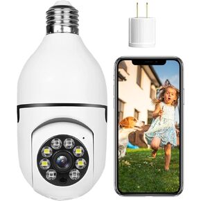 Camcamp Light Bulb Security Camera, 5G/2.4GHz 360° 2MP Wireless Security Cameras Outdoor, Light Socket Security Camera, Two-Way Talk, Color Night Vision, Motion Detection (1PCS,Moonlight White)