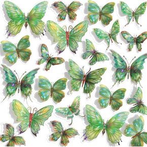 3D Butterfly Wall Decor - 50PCS Removable PVC Butterflies Wall Stickers- Multi-Size (2.8"-3.9")- DIY Removable Wall Art Decal for Kids Room, Nursery, Bedroom, Classroom, Party Decoration (Blue)