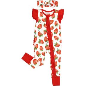 Baby Girl Romper Footless Zipper Jumpsuit Sleeveless Clothes with Headband Viscose from Bamboo