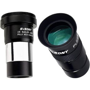 SVBONY 40mm 1.25 inches Plossl Telescope Eyepiece 40 Degree, and 2X Barlow Lens, 1.25 inch Barlow Lens, Multi Coated Broadband Green Film, Telescope Accessories with M42 Thread for Telescope Eyepiece