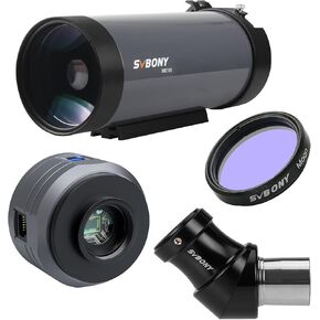 MK105 Dielectric Coatings Catadioptric Telescope Bundle with SV222 45° Diagonal Mirror, 1.25'' Planetary Filter with SC715C Planetary Camera, 1.45μm IMX715 Astronomy Camera, for Planetary Photography