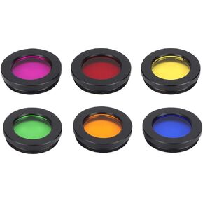 6 Colors 1.25 Inch Astronomical Telescope Eyepiece Kit, Threaded for Compatibility, Includes Storage Box, Enhance Viewing Experience with Multicolored