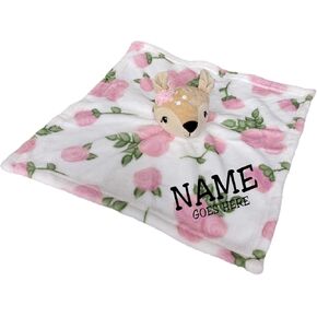 SONA G DESIGNS Personalized Baby Lovey with Name Plush Security Blanket - Infants Babies Toddlers Newborns (Deer Fawn with Embroidered Name)