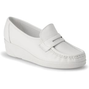 ممرضة زملاء Pennie Shoe | loafer المقاومة للانزلاق | مقاومة للبقع | دعم الراحة | أبيض