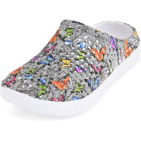 Comfort Trends Slip-On Casual Medical EVA Clogs, Colorful Butterfly Womens' Comfort Ventilated Breathable Everyday Shoes Garden EVA Clogs