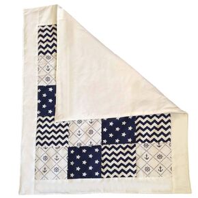 Homemade 100% Cotton Newborn/Baby/Toddler Patchwork 29"x36" Marine-Sailing, Stars and Zigzag Pattern Soft Blue/White Blanket/Quilt/Playmat/Comforter