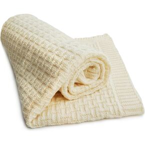 Baby Blanket 100% Organic Fine Merino New Wool (31.5 x 35.5 inch). Made in Germany.