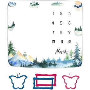 Forest Milestone Blanket Mountain Tree Baby Blanket Newborn Gift Memento Soft Swaddle Portable Crawl Pad 48x40inch