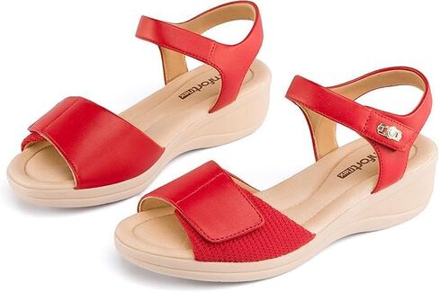 Comfortflex Olivia Women's Orthopedic Songals مع دعم القوس - نعل ناعمة ملطخة ، وأشرطة الفيلكرو القابلة للتعديل ، وكعب إسفين خفيف الوزن - صندل المشي والسفر in Saudi Arabia