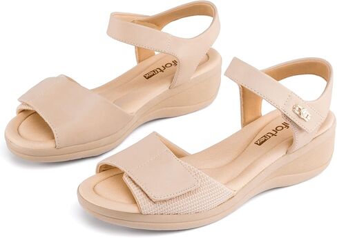 Comfortflex Olivia Women’s Orthopedic Sandals with Arch Support – Soft Cushioned Insole, Adjustable Velcro Straps, Lightweight Wedge Heel – Walking & Travel Sandals in Saudi Arabia