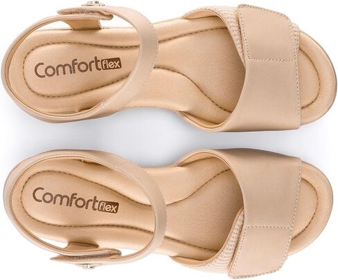 Comfortflex Olivia Women’s Orthopedic Sandals with Arch Support – Soft Cushioned Insole, Adjustable Velcro Straps, Lightweight Wedge Heel – Walking & Travel Sandals in Saudi Arabia