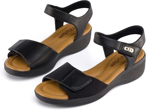 Comfortflex Olivia Women’s Orthopedic Sandals with Arch Support – Soft Cushioned Insole, Adjustable Velcro Straps, Lightweight Wedge Heel – Walking & Travel Sandals in Saudi Arabia