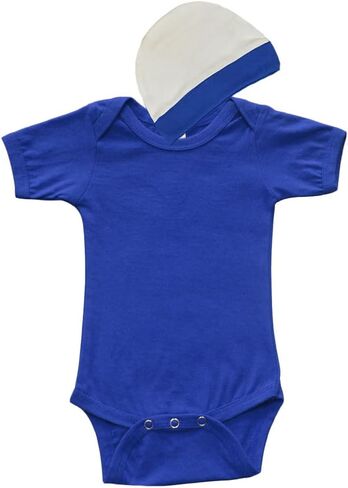 Monag Collegiate Baby Bodysuit Set - Short Sleeve Onesie and Cap Set in Kuwait