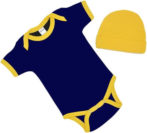 Monag Collegiate Baby Bodysuit Set - Short Sleeve Onesie and Cap Set in Kuwait