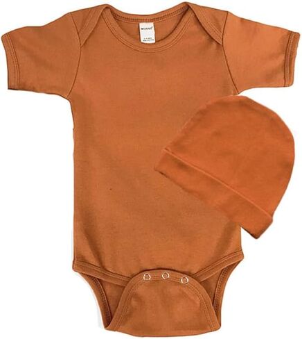 Monag Collegiate Baby Bodysuit Set - Short Sleeve Onesie and Cap Set in Kuwait
