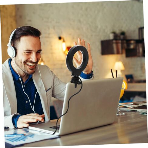 مصباح LED Doitool لمؤتمرات الفيديو البث الماكياج مقطع محمول ضوء سطوع قابلة للذات للاجتماعات عن بُعد على الإنترنت in Saudi Arabia