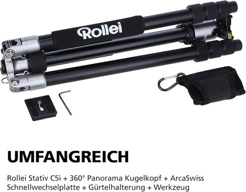 Rollei C5i - ترايبود الألومنيوم مع رأس الكرة البانورامي - ARCA SWISS COMPATIBLE - MAX. تحميل 8 كجم - التيتانيوم in Kuwait