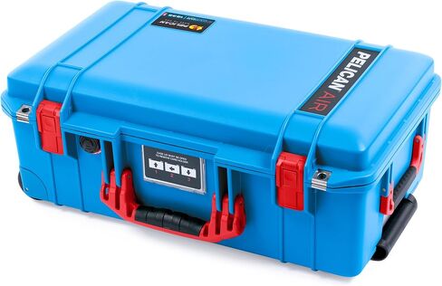 ColorCase Pelican Air 1535 Carry-on Case Electric Blue - Medium Size Waterproof Case with TrekPak Divider System & Mesh Lid Organizer - Red Handles & Latches in Saudi Arabia