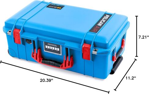 ColorCase Pelican Air 1535 Carry-on Case Electric Blue - Medium Size Waterproof Case with TrekPak Divider System & Mesh Lid Organizer - Red Handles & Latches in Saudi Arabia
