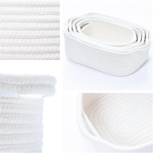 Storage Basket Set – 5-Piece Baskets for Organizing Home, Shelves, Nursery, Bathroom, Dog Toys, Small to Large Decorative Baskets – Off White in Saudi Arabia