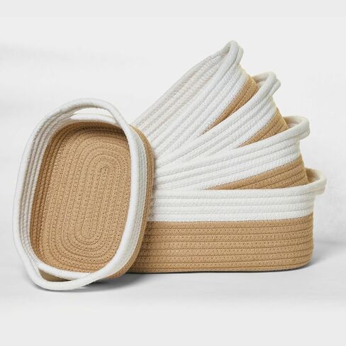 Storage Basket Set – 5-Piece Baskets for Organizing Home, Shelves, Nursery, Bathroom, Dog Toys, Small to Large Decorative Baskets – Off White in Saudi Arabia