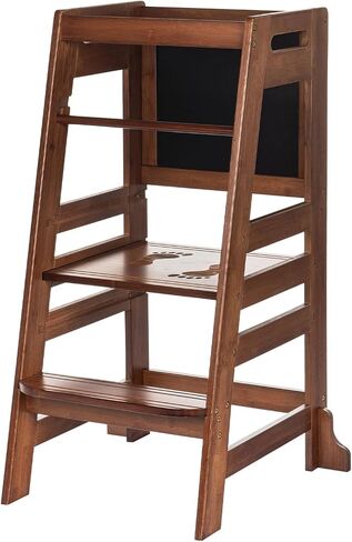 Unicoo Bamboo ارتفاع قابلة للتعديل Kids Kids Strow ، Toddler Learning Tower & Helper Stool للحمام ، عداد المطبخ - مصمم لنمو الأطفال واستقلاله (P042 -Antique Brown) in Kuwait
