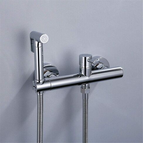 Faucets Matte Black & Chrome BathroomSprayer Kit, Solid Brass Hot and Cold Mixer Wall MountedFaucet,Chrome(Chrome) in Saudi Arabia