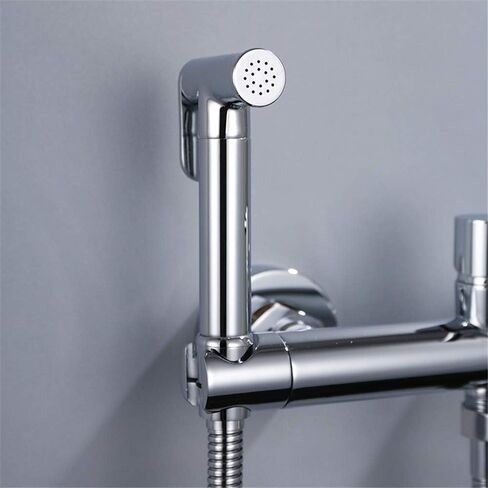 Faucets Matte Black & Chrome BathroomSprayer Kit, Solid Brass Hot and Cold Mixer Wall MountedFaucet,Chrome(Chrome) in Saudi Arabia