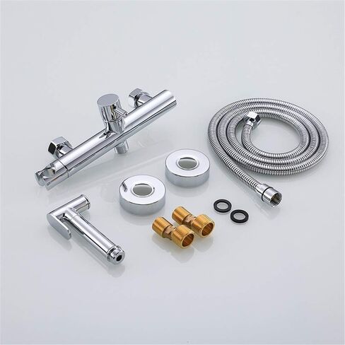 Faucets Matte Black & Chrome BathroomSprayer Kit, Solid Brass Hot and Cold Mixer Wall MountedFaucet,Chrome(Chrome) in Saudi Arabia