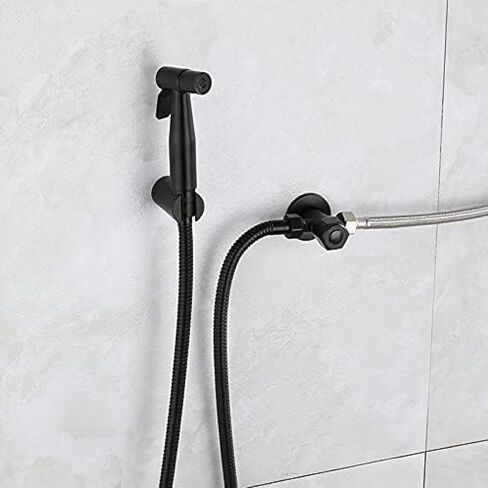 Sprayer for Toilet with Single Cold Water Mixer, Black Stainless Steel Single-Handle ToiletSprayer Faucet Set, for Bathroom-B,A(B) in Kuwait