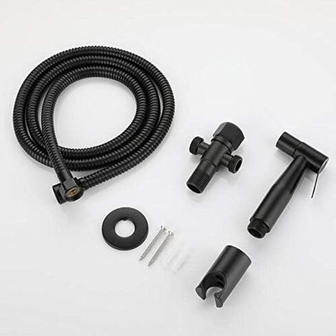 Sprayer for Toilet with Single Cold Water Mixer, Black Stainless Steel Single-Handle ToiletSprayer Faucet Set, for Bathroom-B,A(B) in Kuwait