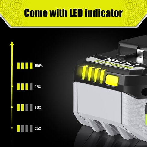 استبدال P108 4AH جديد لـ Ryobi 18V One + بطارية P108 P102 P103 P104 P105 P107 P122 متوافق مع جميع أدوات Ryobi 18V One + Cordless Power in Kuwait