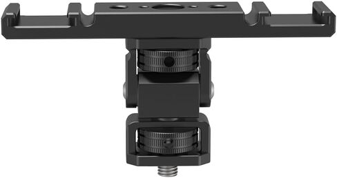 Dual Cold Shoe Extension Bar Bracket w 1/4" Thread & Cable Slot - Extender for Monitor LED Light Camera Cage (with 1/4 ARRI-Standard Rotation Expansion Base) in Saudi Arabia