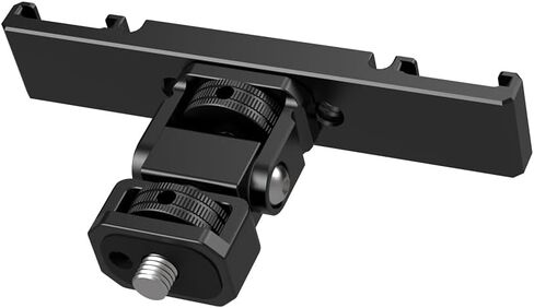 Dual Cold Shoe Extension Bar Bracket w 1/4" Thread & Cable Slot - Extender for Monitor LED Light Camera Cage (with 1/4 ARRI-Standard Rotation Expansion Base) in Saudi Arabia