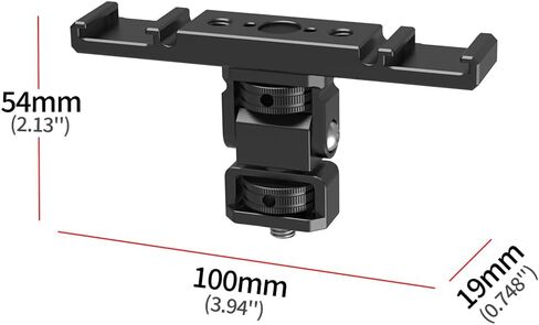 Dual Cold Shoe Extension Bar Bracket w 1/4" Thread & Cable Slot - Extender for Monitor LED Light Camera Cage (with 1/4 ARRI-Standard Rotation Expansion Base) in Saudi Arabia
