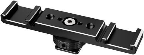 Dual Cold Shoe Extension Bar Bracket w 1/4" Thread & Cable Slot - Extender for Monitor LED Light Camera Cage (with 1/4 ARRI-Standard Rotation Expansion Base) in Saudi Arabia
