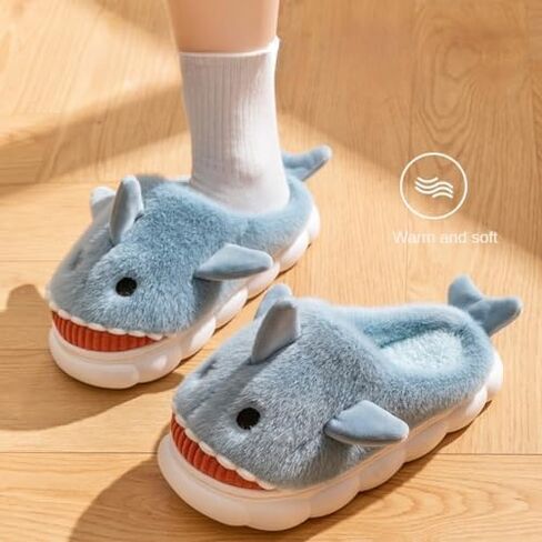 Soft Shark Plush Slippers House Slippers Indoor Outdoor Closed Back Slipper for Women and Men in Saudi Arabia