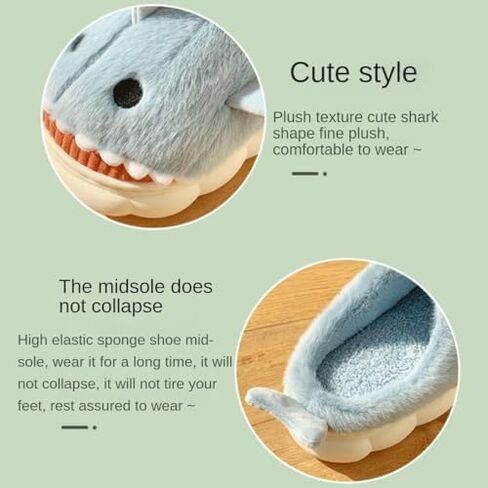 Soft Shark Plush Slippers House Slippers Indoor Outdoor Closed Back Slipper for Women and Men in Saudi Arabia