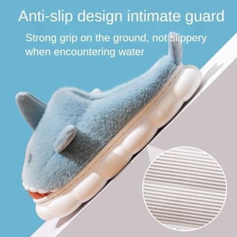 Soft Shark Plush Slippers House Slippers Indoor Outdoor Closed Back Slipper for Women and Men in Saudi Arabia