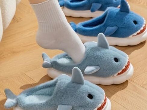Soft Shark Plush Slippers House Slippers Indoor Outdoor Closed Back Slipper for Women and Men in Saudi Arabia